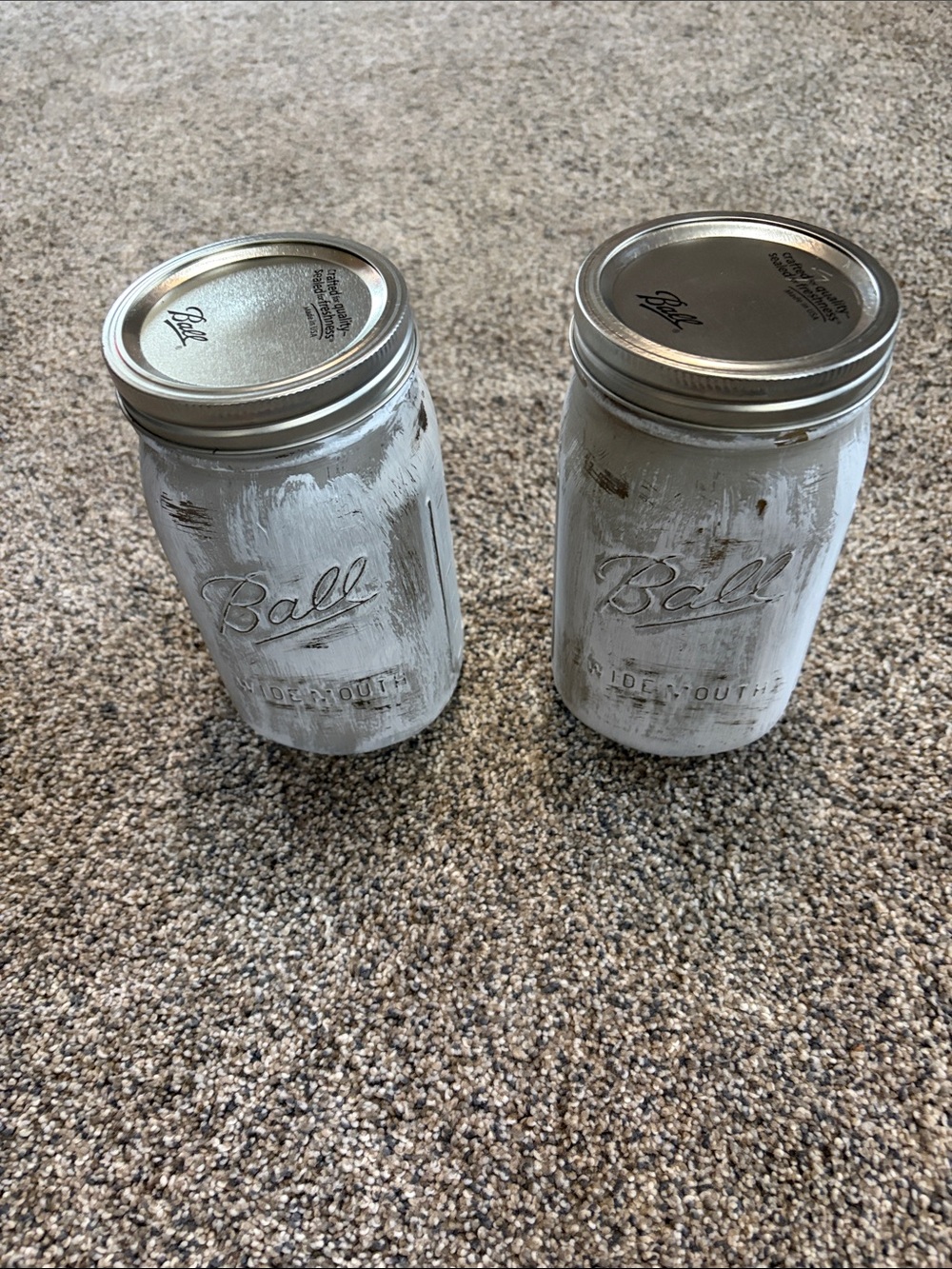 Ball Brand Distressed White Mason Jar Set with Silver Lids